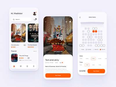 Cinema Mobile App UI UX booking cinema city design figma mobile app ui ux vector web white