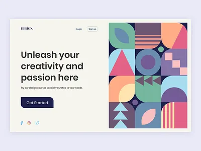 Geometric Pattern Landing Page flat geometric design geometric patterns geometric shapes landing design landing page landing page concept landing page design landing page ui minimal patterns website website design website ui