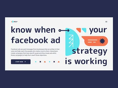 "AD Help" Hero Section Concept (#30daysofwebdesign day 28) 30daysofwebdesign color geometric geometry herosection typography ui webdesign