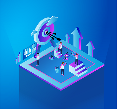 Targeting marketing illustration artwork branding design flatdesign gradient illustration isometric art isometric design isometric illustration isometry marketing