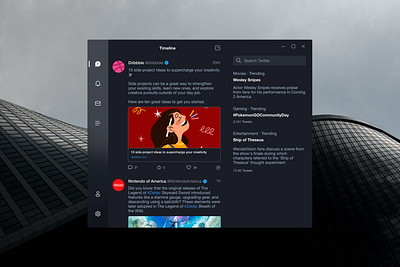 [concept] Twitter for Windows - Dark Mode app ui dark theme design flat flat design flatdesign fluent design fluent design system microsoft minimal minimal app design minimalism twitter twitter app ui ui design uiux windows windows 10 windows app