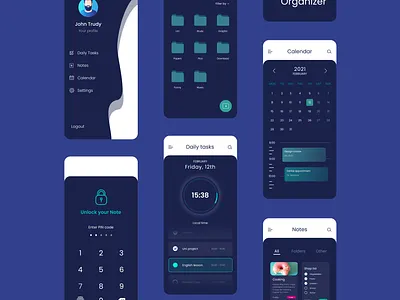 Personal Organizer calendar clock daily dailytask folder folder icon folders mobileorganizer organizer personal profile task list tasks todo todolist unlock