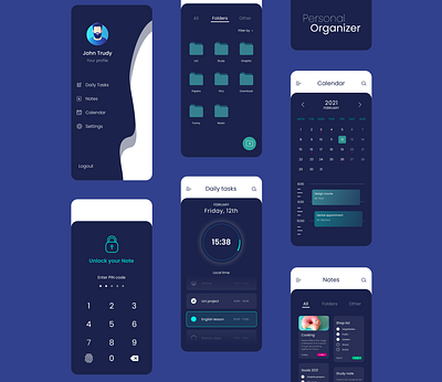 Personal Organizer calendar clock daily dailytask folder folder icon folders mobileorganizer organizer personal profile task list tasks todo todolist unlock