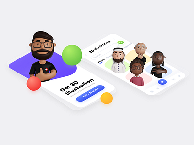 3D Illustration app design minimal ui