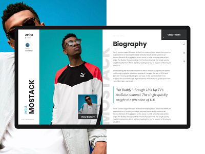 Artist page | Music website article article page clean design desktop music app ux ui