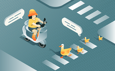 Gogoro kids scooter adobe illustrator adobeillustration ducks electric girl illustration isometric isometric art isometric illustration isometry scooter vector