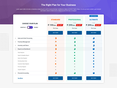 Full Features Comparison Chart compare plans compare product compare product expand collapse table expandable table monthly yearly pricing pricing plan toggle switch uiuxdesign