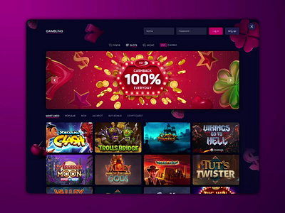 Gambling design designs gambling art motion motion design slots ui ui ux uidesign uiux design ux webdesign website