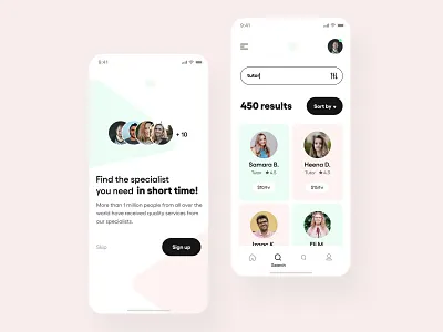 Freelance app screens app app design application applications menu mobile mobile app mobile app design mobile ui pastel color rate screens search signup ui user experience user interface design userinterface users ux