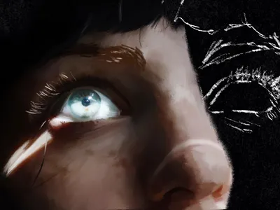 Work in progress blue digital painting illustration paint procreate sketch wip woman workinprogress