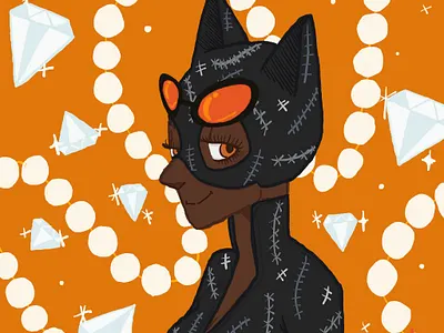 Cat Woman Doodle background character design color dccomics illustration linework portrait
