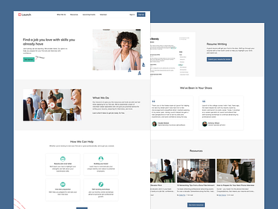 Launch - Job Preparation for Students - UI Concept - Part 2 job search landing page recent graduates students ui ui design web design website