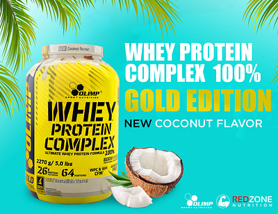 whey protein complex cocoanut new design branding design photoshop post