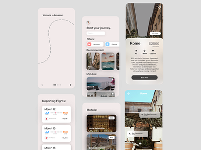 Travel App UI app city clean concept country design flight minimal mobile plane rome ticket tourism tours travel trip ui ux vacation