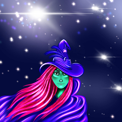 Magic girl art artwork avatar design drawing face fashion girl green green face illustration procreate sketch