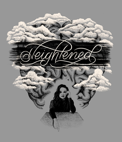 Heightened TShirt Design album art brain clouds hand lettering illustration lettering merch portrait tshirt tshirt design