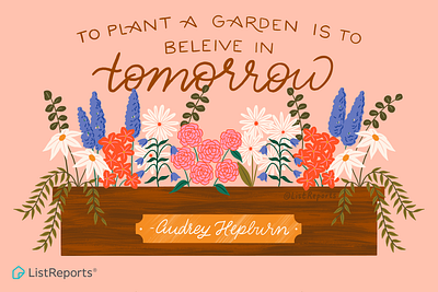 Garden audrey hepburn drawing flowers garden hand lettering hope illustration lavender tomorrow