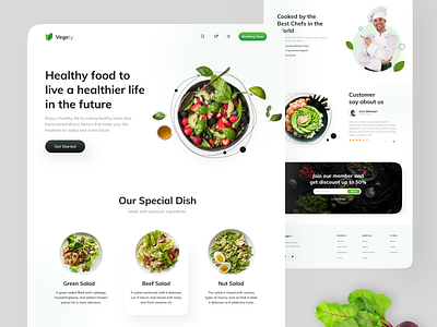 Vegety - Restaurant Website Exploration clean design design app food food app green health healthy minimalist restaurant restaurants ui uiux ux vegetable vegetables web design webdesign website website design