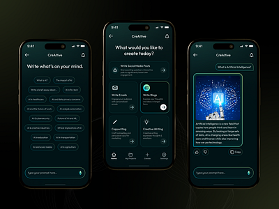 AI Content Creation App design minimal