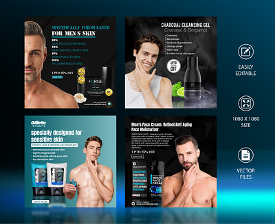 Men's Skincare Social Media Banner Design 3d ads ads design animation banner banner design branding design designer graphic design graphic designer illustration logo motion graphics post post design static ui web design