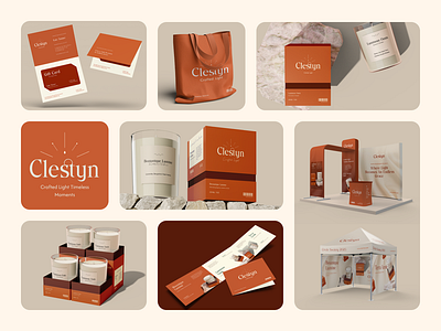 Crafting the Clestyn Candle Brand brand identity branding candle packaging creative process design presentation luxury design mockup packaging mockup visual identity