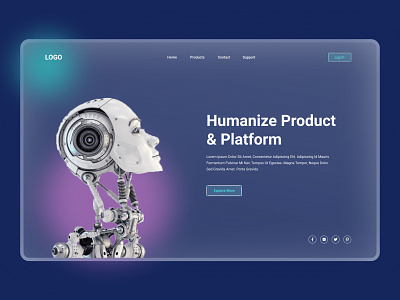 Artificial Intelligence Website Header artificial clean clean website dribbble graphic design header hero landing landing design minimal mordern popular ui uiux ux web website website design website header website ux