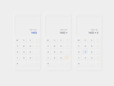 Mobile Calculator app challenge clean dailyui day4 design designs fresh minimal neumorphic neumorphism ui simple ui ux