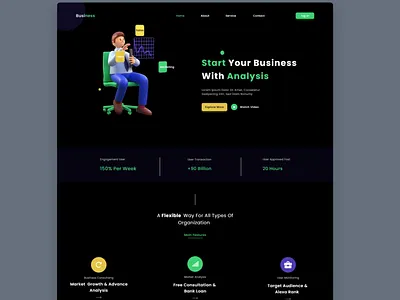 business landing 3d design business business analysis clean ui creative design graphic homepage interface landingpage marketing agency minimal social social media design web webdesign website design