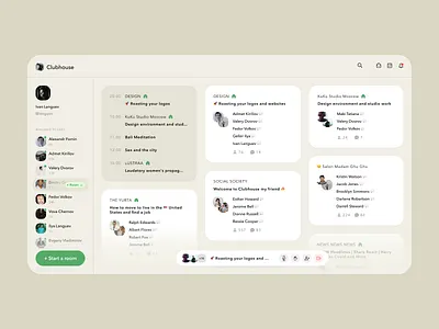 Clubhouse – desktop version of the app app clean clubhouse design flat minimal product design typography ui ux web website design