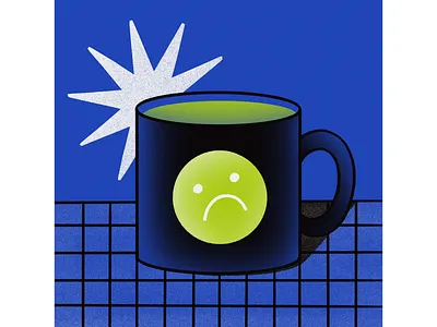 monday vibes flat illustration illustration illustrator limited colour palette monday mug procreate sad smiley face