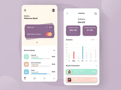 Finance App account android app app design bank banking clean design finance finance app finances invest mobile mobile app mobile design money statistic ui uiux uiuxdesign wallet