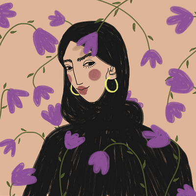 8 March: Muslim woman 8 march art digital drawing flowers girl illustration woman