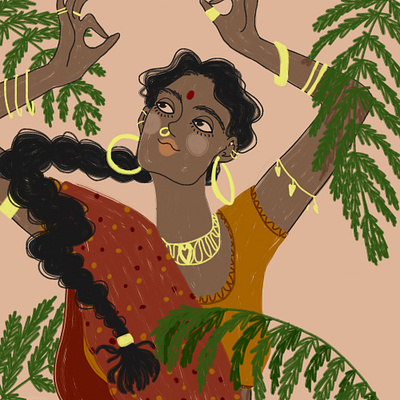 8 March: Indian woman 8 march art digital drawing flowers girl happy illustration smile woman