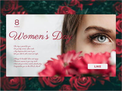 Happy Women's Day 8 march card card design design flowers like button tenderness ui web