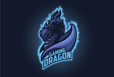 Gaming Dragon Mascot logo animals blue branding dragon fire flame gaming illustration logo mascot mascot logo monster