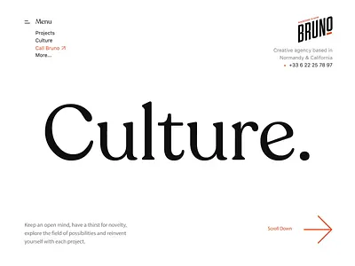Bruno Culture Page Animation agenceme agency animation branding bruno design identity branding landing motion design popular ui ux webdesign