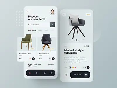 Furniture Shop - Mobile View app architect chair concept design designer furniture interior minimalist mobile mobile app mobile app design mobile design mobile ui ui ux