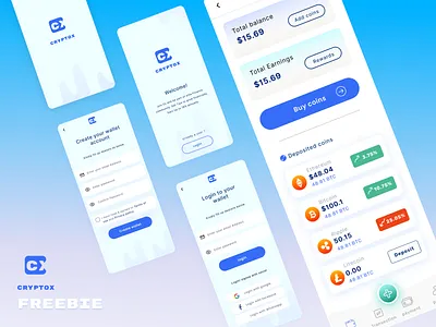 crptox wallet app crypto wallet cryptoapp cryptocurrency graphic design mobile app simple ui ux