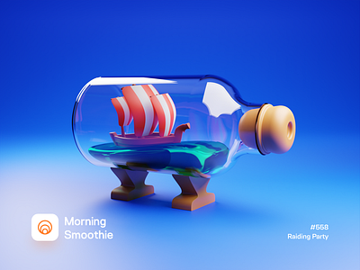 Raiding Party 3d 3d art blender blender3d bottle bottled diorama illustration isometric isometric design isometric illustration low poly message message app messages sailor sea ship shipping viking