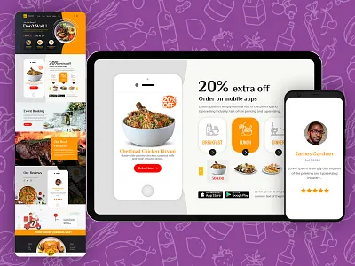 Restaurant design flat graphic design minimal typography ui ux web website website design