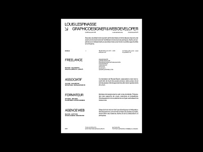 CURRICULUM VITÆ © 2021 \ LOUIS LESPINASSE curriculum vitae cv cv design cv resume design graphic graphic design minimalism minimalist print print design printing