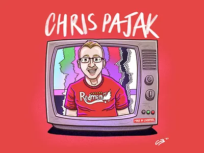 Chris Pajak - The Redmen TV ⚽️ claudio barreiro digital art digital illustration drawing football goallounge tv illustration liverpool liverpool fc premier league presenter procreate redmen tv retro soccer south africa sport sports television tv
