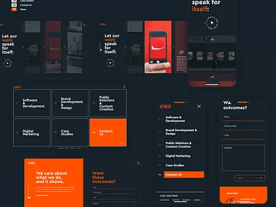 Adeo MENA - Web Design adobe xd bold branding case studies contact us contrast dark theme desktop design landing page layout menu minimal mobile mobile website design responsive typography web design website
