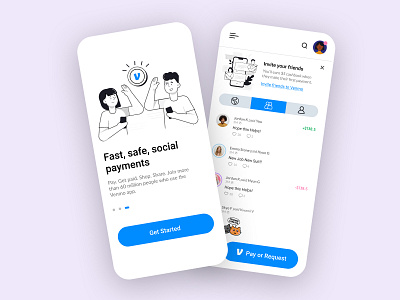 Venmo App Redesign Concept app banking character clean illustration minimal minimal app mobile mobile app onboarding pay payments paypal social typography ui ui design ux wallet white