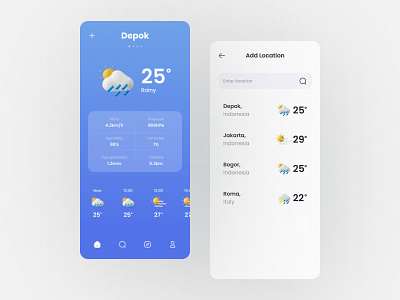 Weather Mobile App 3d icons minimalist mobile app rayfan tio saputro design ui ui mobile uidesign uiux uiuxdesign ux weather app weather mobile app