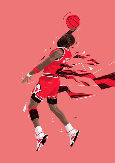 MJ 23 23 basketball basketball player character flat illustration illustrator legend nba people player portrait portrait illustration procreate