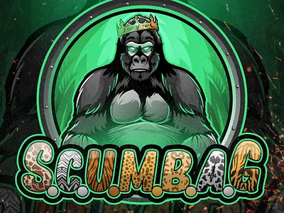 S C U M B A G logo design animal logo ape logo crown logo design esports logo esports logo design gaming logo gorilla logo illustration king logo kingkong kong logo logo design ideas mascot logo mascot logo design monkey logo streamer warrior logo