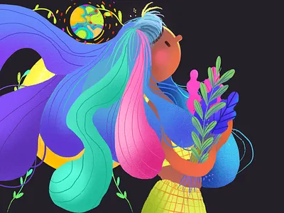 Women's Day character energy illustration neon women women empowerment womens world