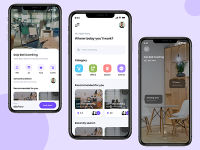 Space Co-Work Application UI animation app app ui application clean ui design iphonex mobile mobile app mobile app design ui ui design