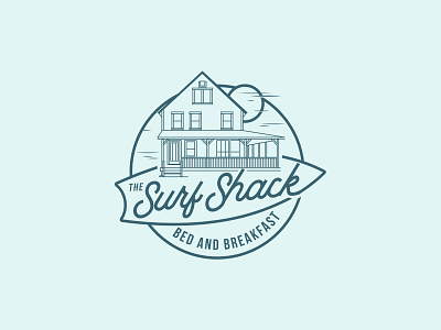 surf shack bed design logo motel surf